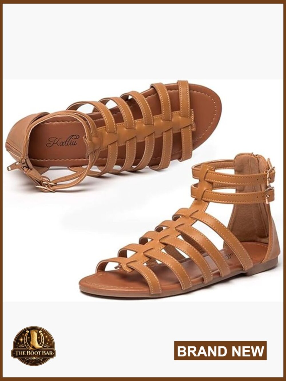 Gladiator Sandals Strappy Flat Sandals Two Ankle Buckle 8.5W